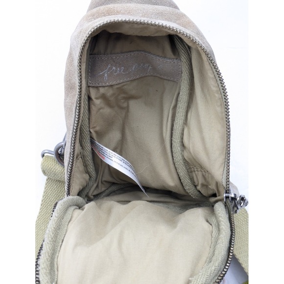 Free People Hudson Sling Bag Suede Taupe‎ Beige Mini Crossbody Backpack Purse - Picture 10 of 16